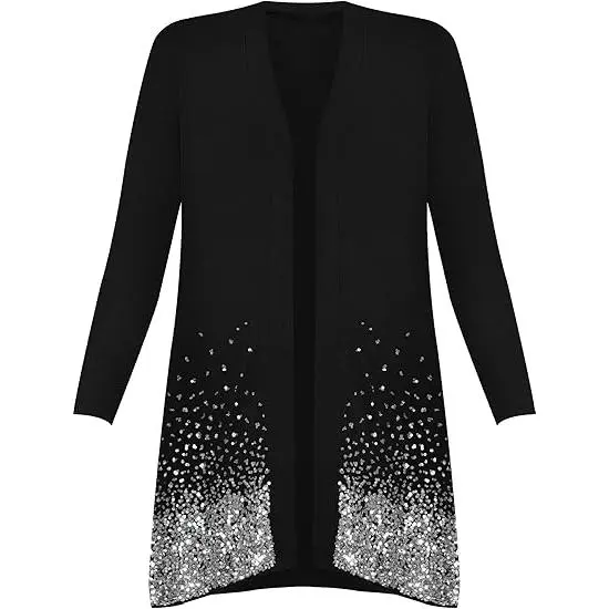 Glow Up! New Plus Size Long Sleeve Sequin Cardigan – Sparkle in Every Curve (Sizes 8-24) 2