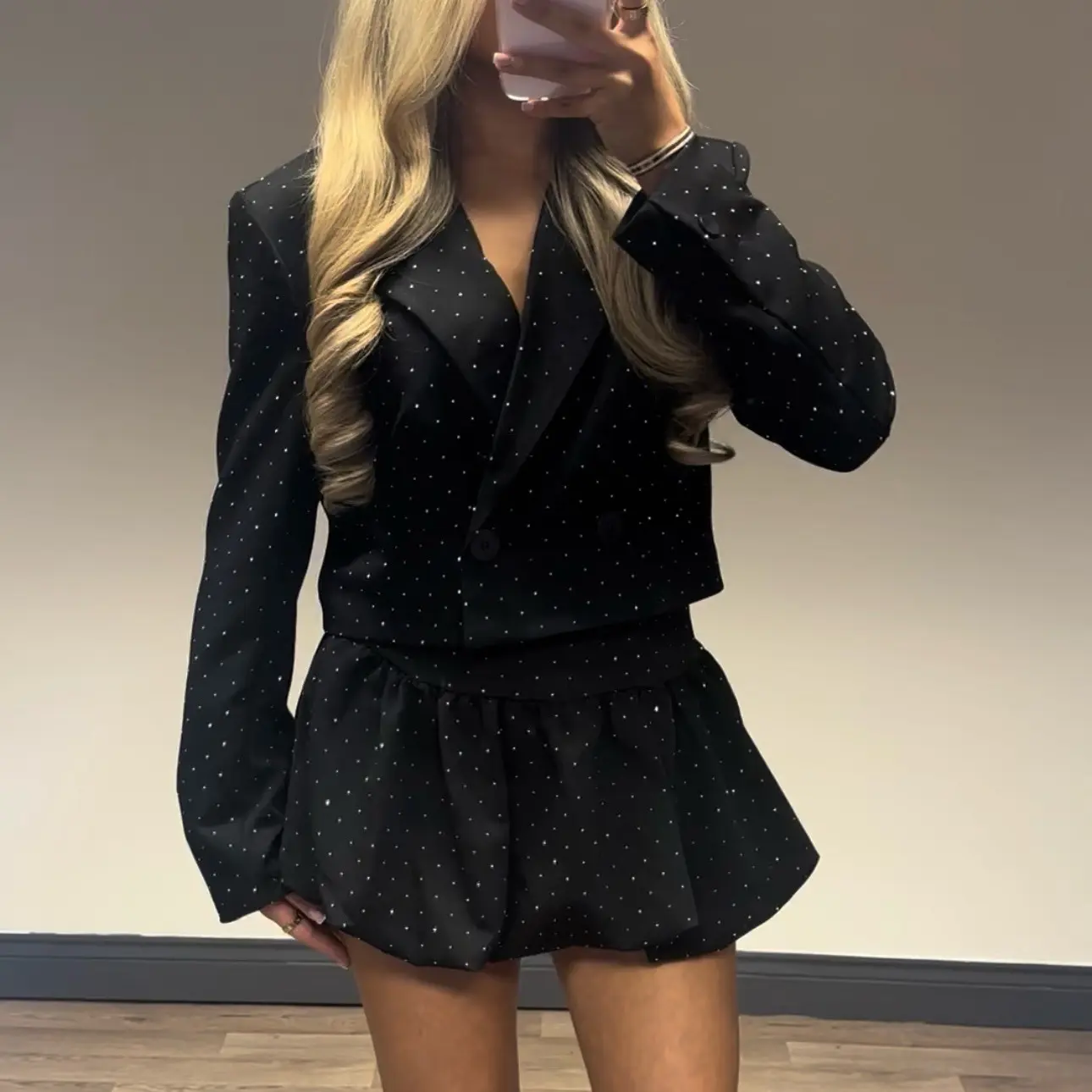 Black Diamanté Blazer set