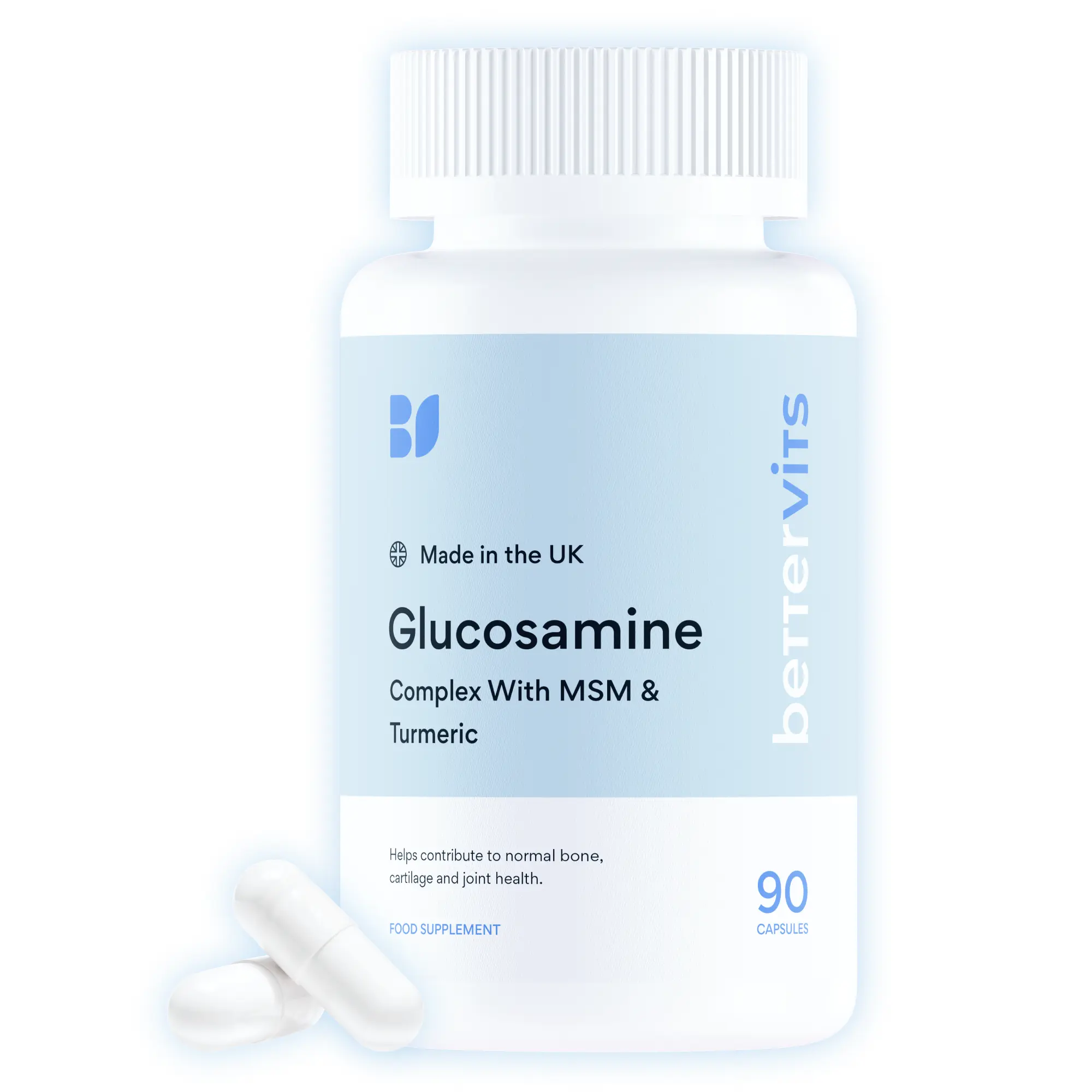 Bettervits Glucosamine Supplement – Supports Joints & Inflammation Relief | With Chondroitin, MSM & Turmeric | Potent Dose