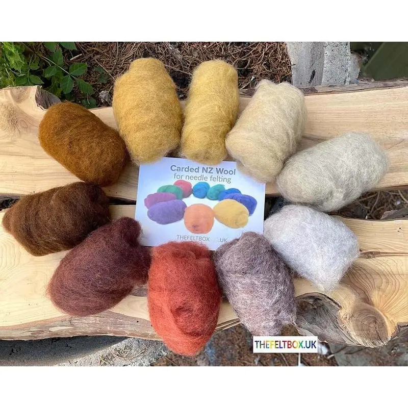 Carded Needle Felting Wool Shade Packs The Felt Box ® 100g 6