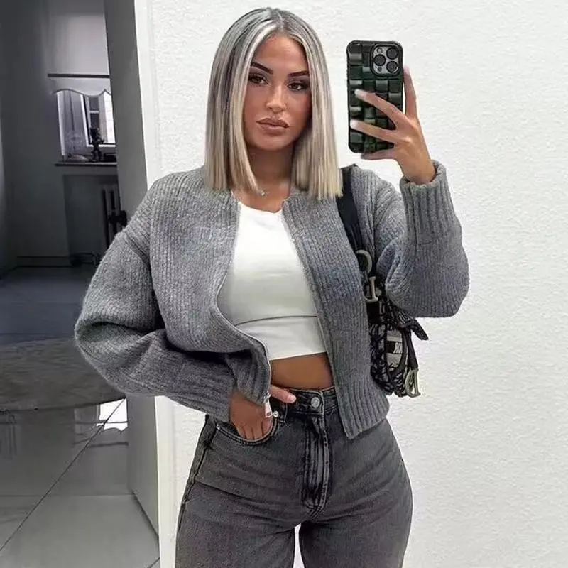 [2024] traf sweater cardigan for women jacket Tricot coat knit Outerwears autumn winter 2023 woman fashion knitwears cardigan