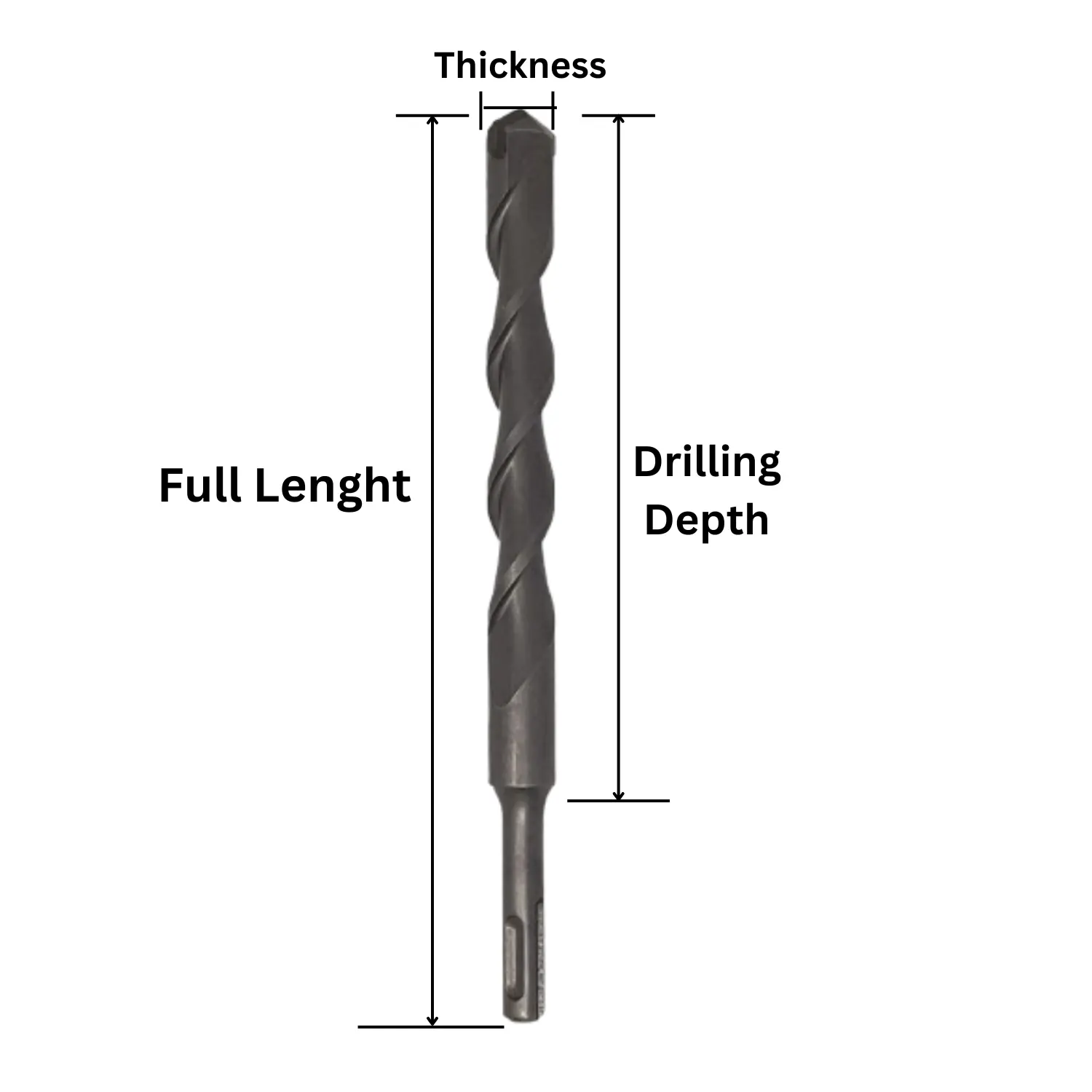 SDSD Plus Hammer Drill Bit - Tungsten Carbide Tip - Fully Hardened - Granite, Cement, Stone, Concrete & Masonry - Power Tool Accessory