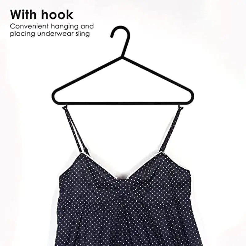 G.S 100 Pack Black Plastic Adult Hangers, Space Saving Hanger Coat Hanger with Hook for Suspenders, Suits, Outerwear Lightweight Organiser Hanging 2