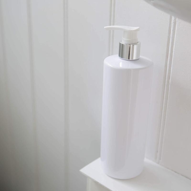Product Introduction of Set of 3 - 500ML Bathroom Dispenser Soap Pump. This sleek white cylindrical PET plastic bottle comes with a silver white lotion pump for convenient soap dispensing. Enhance your bathroom decor while keeping your hands clean and hygienic. Easy to refill 3