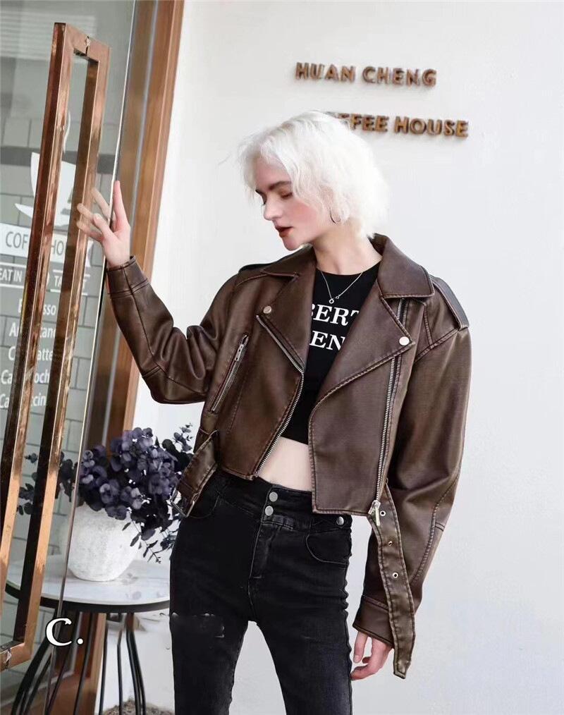 Product Introduction of 2024 Leisure Motorcycle PU Leather Jacket Clothing Womenswear Athletic Bohemian Style 3