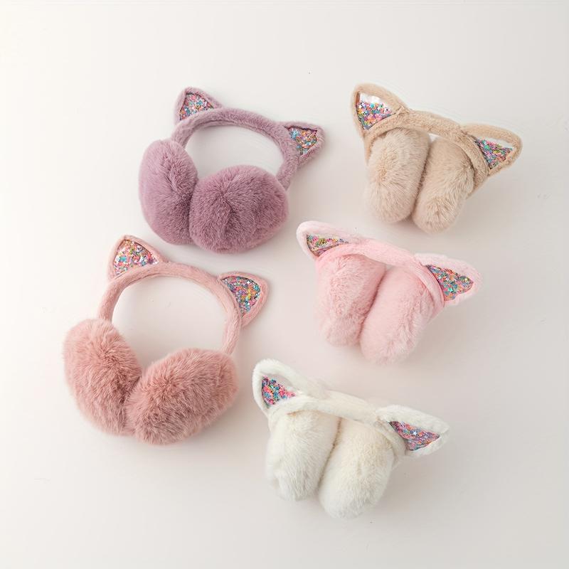 Product Introduction of Festive Cat Ear Headphones: Soft Faux Fur Ear Warmers with Sparkly Ears - Perfect for Winter Fashion 4