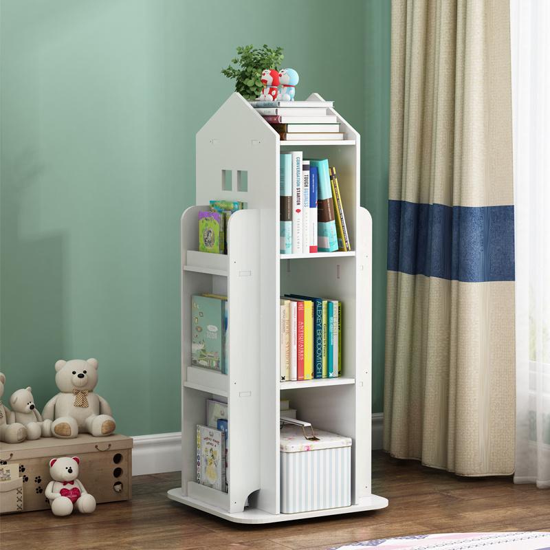 Product Introduction of LIFELOOK House-shaped Book Shelf Rotating Bookcase PVC Wood Plastic Board Storage Rack Bookshelf Organizer Tidy Bedroom Playroom 0