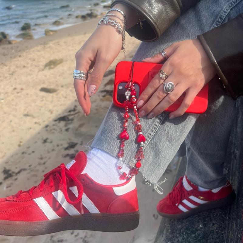 Red phone charmPhone Strap , Phone Chain ,Y2K Style Beaded Phone Charm, Phone Accessories, Phone Jewellery, Gift,handmade phonecharms Personalised iphone case straps phone  straps 8