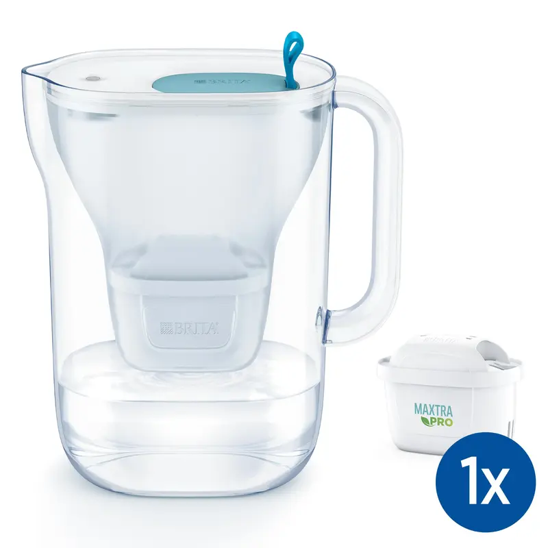 BRITA Style Water Filter Jug Blue (2.4L) incl. 1x MAXTRA PRO All-in-1 cartridge - fridge-fitting design jug with smart LED-LTI and Flip-Lid 1