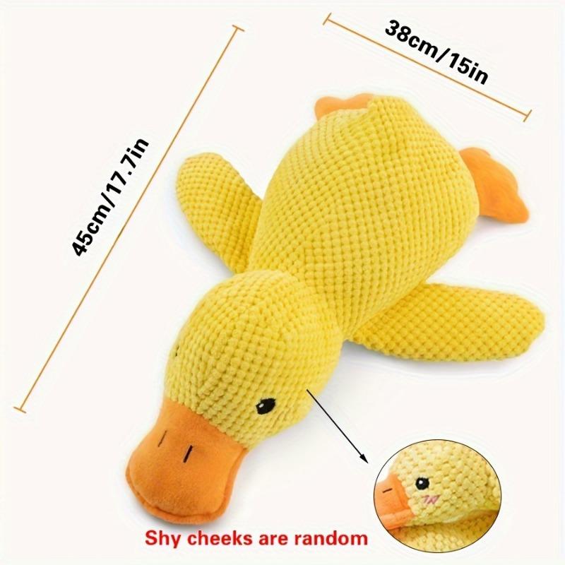 Yellow Plush Duck Emotional Comfort Toy for Dogs - Soft, Quilted Design with Orange Beak & Webbed Feet, Ideal for Medium to Small Breeds, Emotional Support Toy|Quilted Texture|Soft Plush Material, Dog Toys 8