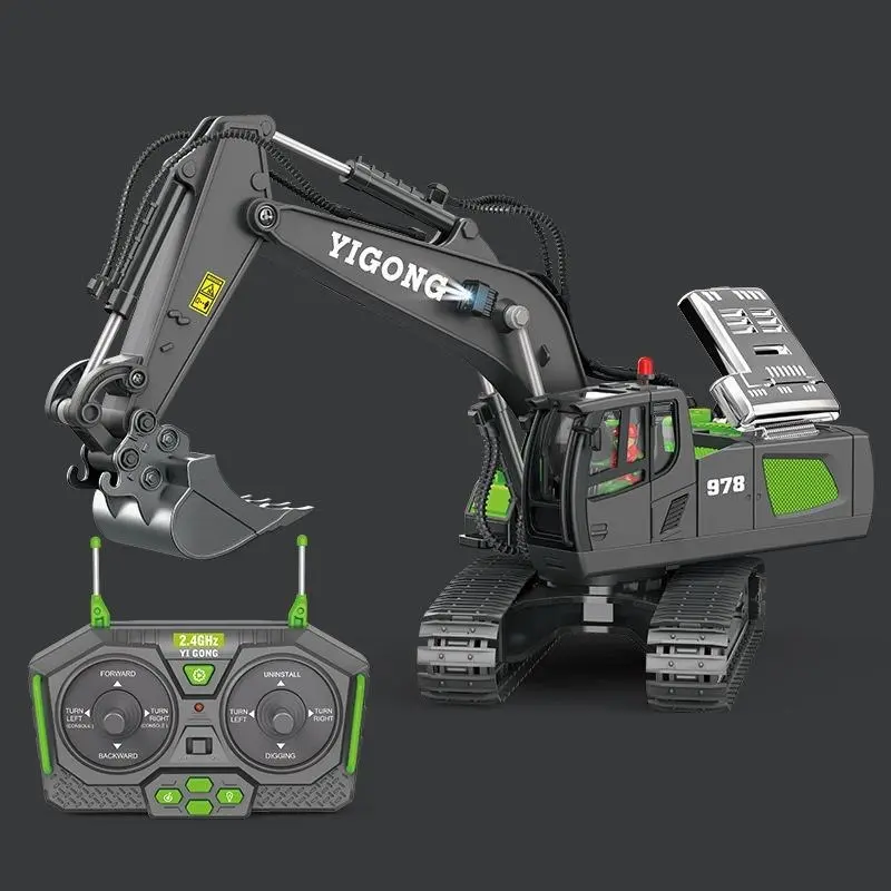 Remote Control Excavator Toy with 11-Channel Alloy Metal Construction, 2.4GHz Wireless, USB Rechargeable 18650 Lithium Battery, Weather-Resistant, Operating Voltage ≤36V, for Kids 14+ Years 8