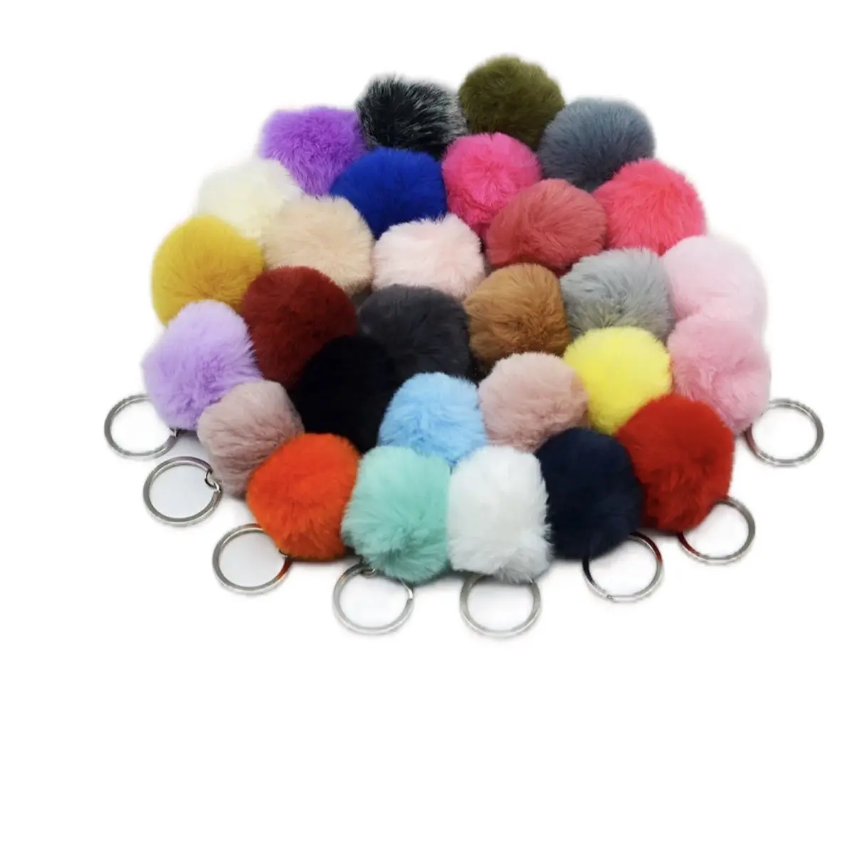 Furry Pom Pom Keychain Accessory - Stylish and Fun Keychain for Your Keys or Bag