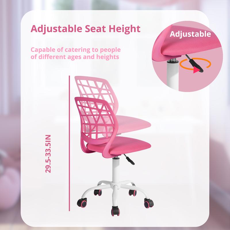 FurnitureR Colorful Desk Chair Fabric Seat Ergonomic Swivel Office Chair without Armrest Adjustable Height Task Chair Home Office for Kids Teens ergonomic chair new  chair ergonomic  chair 2