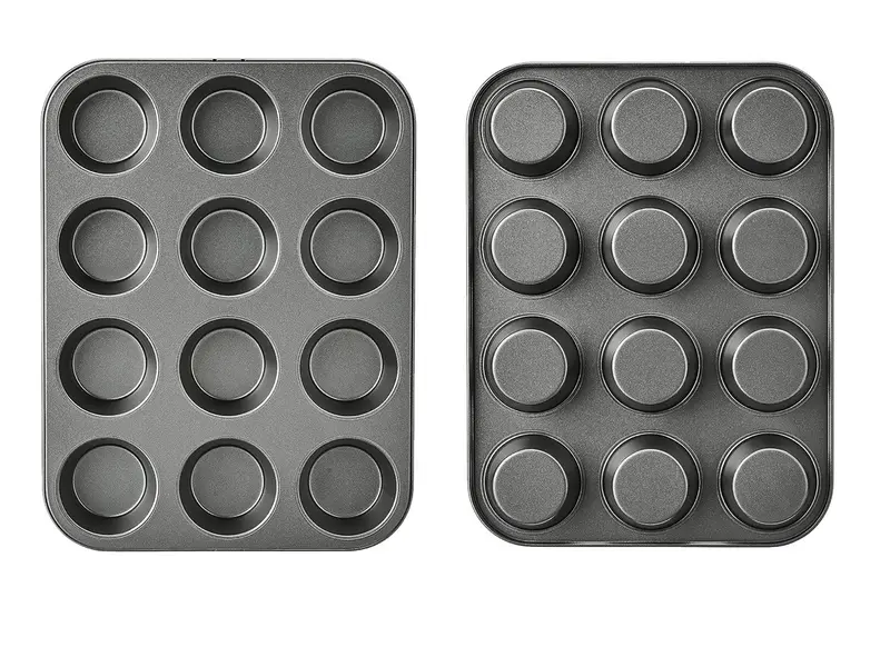 Nonstick Round Carbon Steel Muffin Pan, 2-Pack, Grey Cups Set Cups Set Cups Set Silicone Peace 1