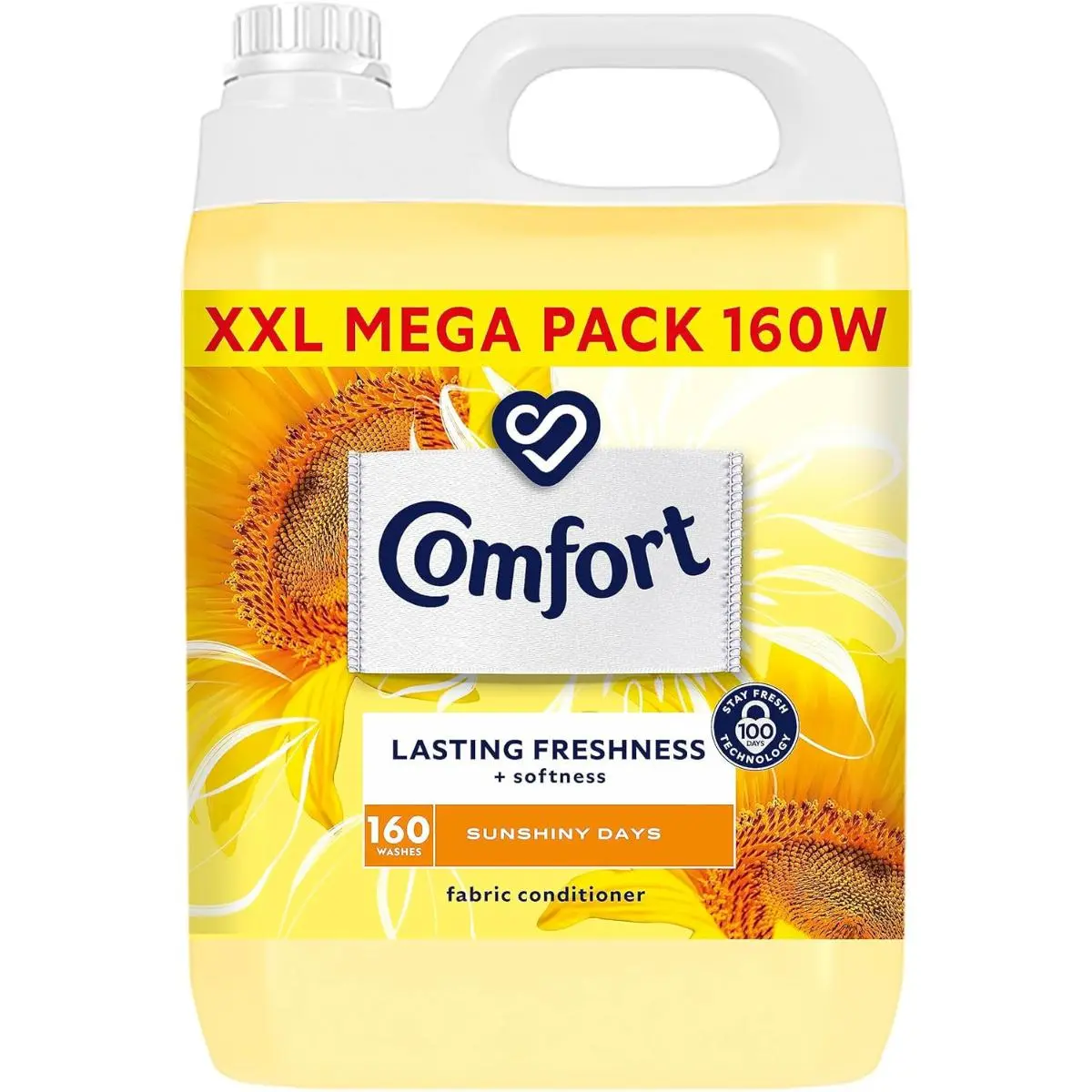 Comfort Sunshiny Days Fabric Conditioner with Stay Fresh technology for 100 days of freshness + fragrance* 160 washes (4.8 L) Floral Household Flower Scented Perfume Clothes Cleaning Laundry