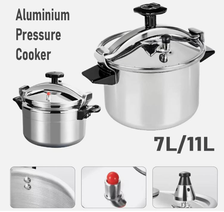 7L-11L Aluminium Pressure Cooker with Lid Latch Indicator - Cookware 8