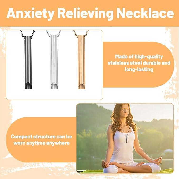 Mindfulness Breathing Necklace,3PCS Anxiety Relief Necklace,Stress Relief Necklaces,Anxiety Necklace Breathing Exercises Necklace Portable Deep Breathing for Men Women Meditation Anxiety Relief 2