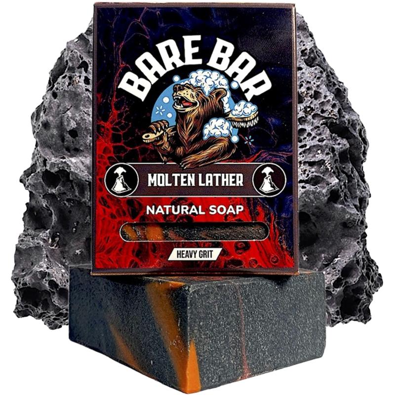 Natural Soap Gift Box - Bare Bar Natural Soap for Men - Heavy Exfoliation - Woodsy & Earthy Essential Oil Blend - Nourishing & Moisturising 5