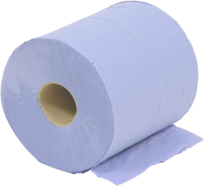 Tissue Rolls 6 x Blue Paper Rolls - 2 Ply Embossed Centre Feed - Hand Towel Tissue Rolls Pack Toilet Sheet Wipes Cotton 2