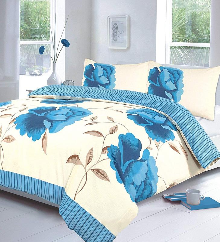 Rosaleen Floral Duvet Cover Sets with Pillowcases Flowery Pattern, Black Yellow Red Teal Fuchsia Chocolate Lilac Duvet Set - Single Double King Super King Bed Sizes IK 5