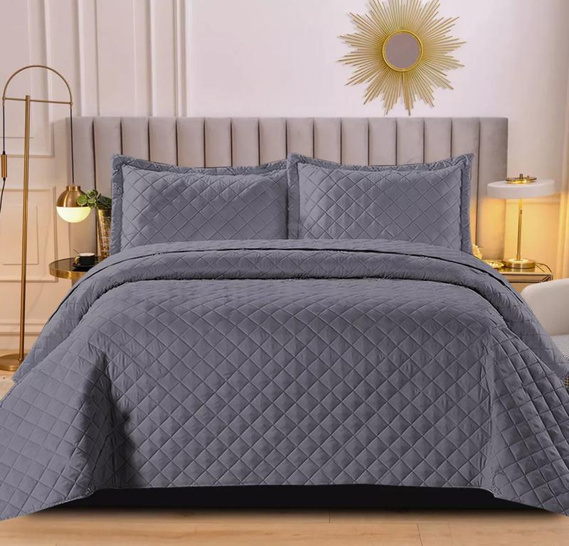 Embossed Quilted Bedspread Bed Throw Comforter Single Double King Size Bedding 4