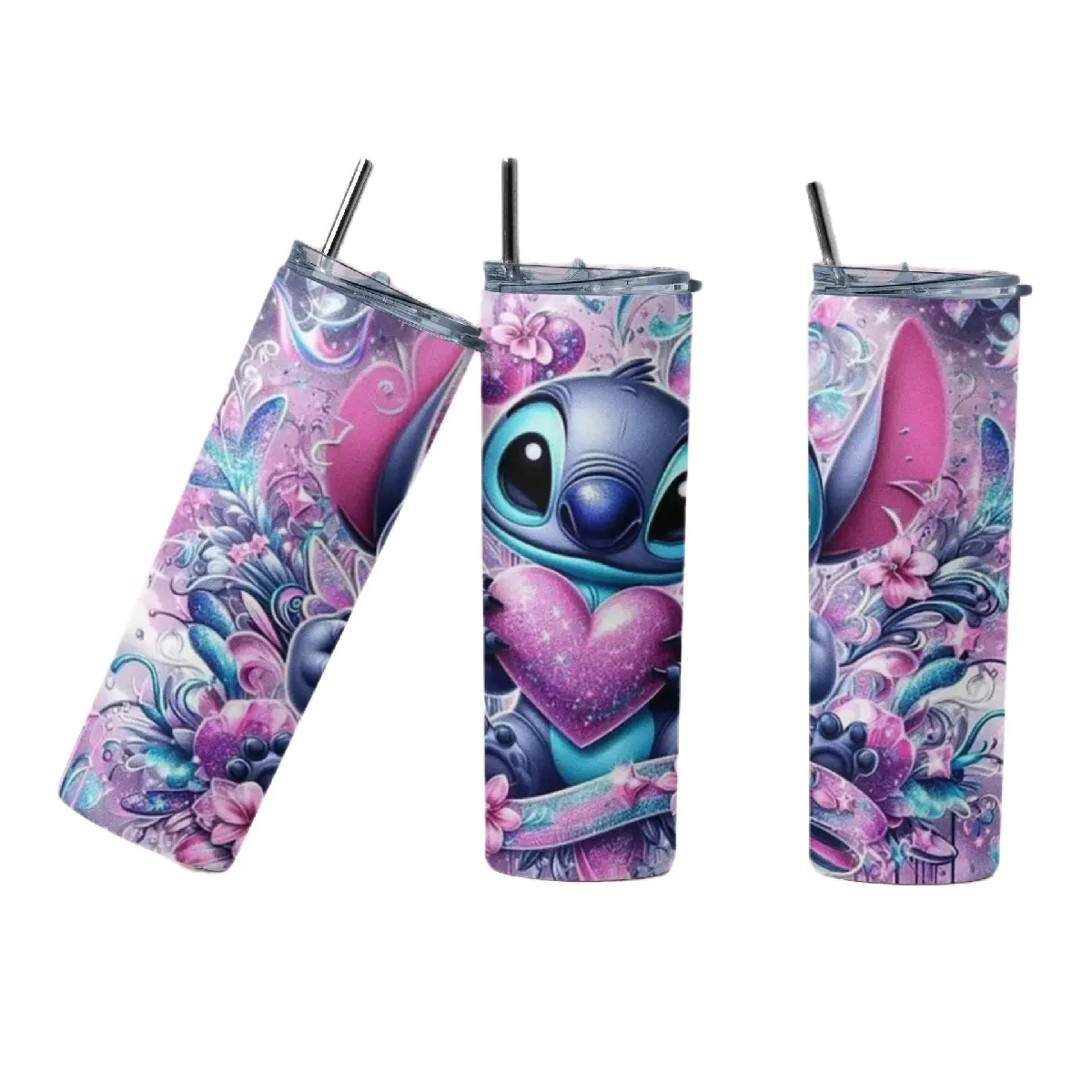 Beautiful Design Huge Heart Wit Stich 20oz drinks tumbler design for hot or cold beverages Drinkware Reusable Washable Cup Coffee Reuse Mug Portable Stylish and easy to use and keeps your drinks hot for up to 6 hours Water Bottles Flasks  Bottled