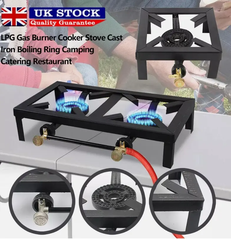 LPG Gas Burner Cooker Stove Cast Iron Boiling Ring for Camping and Catering