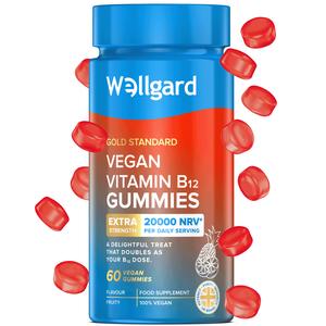 Wellgard Vegan B12 Gummies for Energy & Immunity, Chewable Vitamin B12 Supplement, B Vitamins, B12 Vitamin