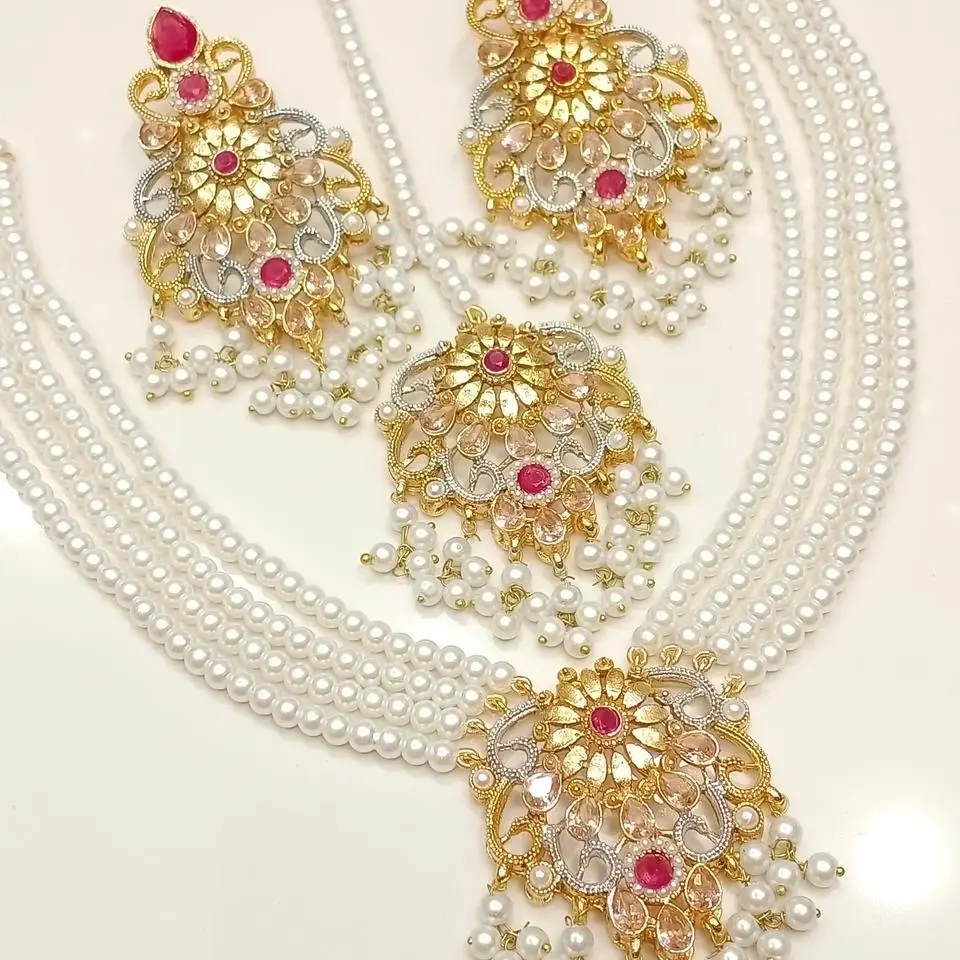 SHIBRA MINI MALA  zircon necklace set with earring and tikka
