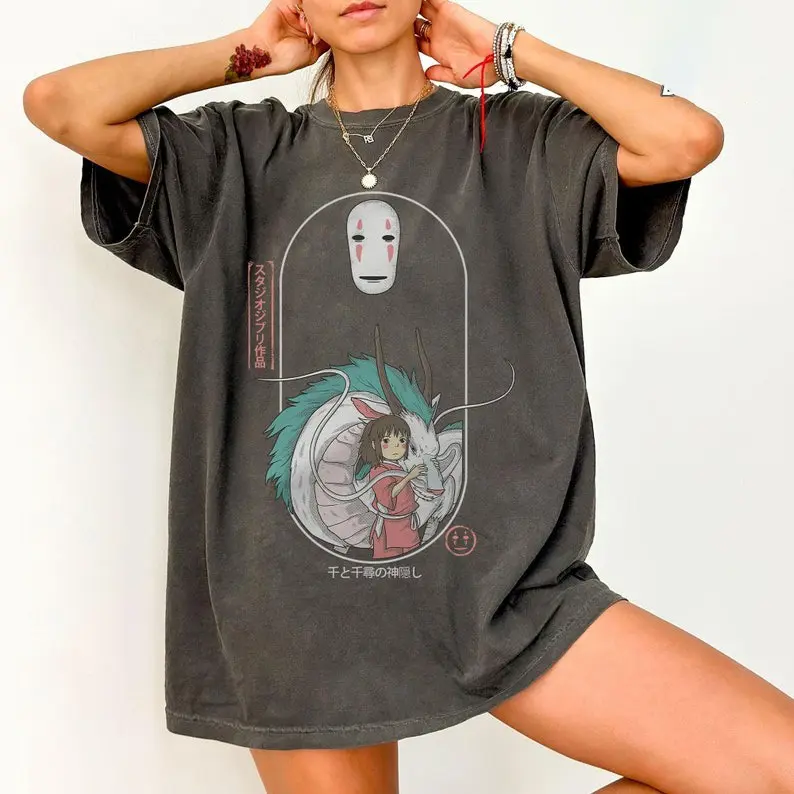 Spirited Away Shirt, Chihiro, Haku, No Face, Studio Ghibli Tee, Japanese Anime Lovers Gift
