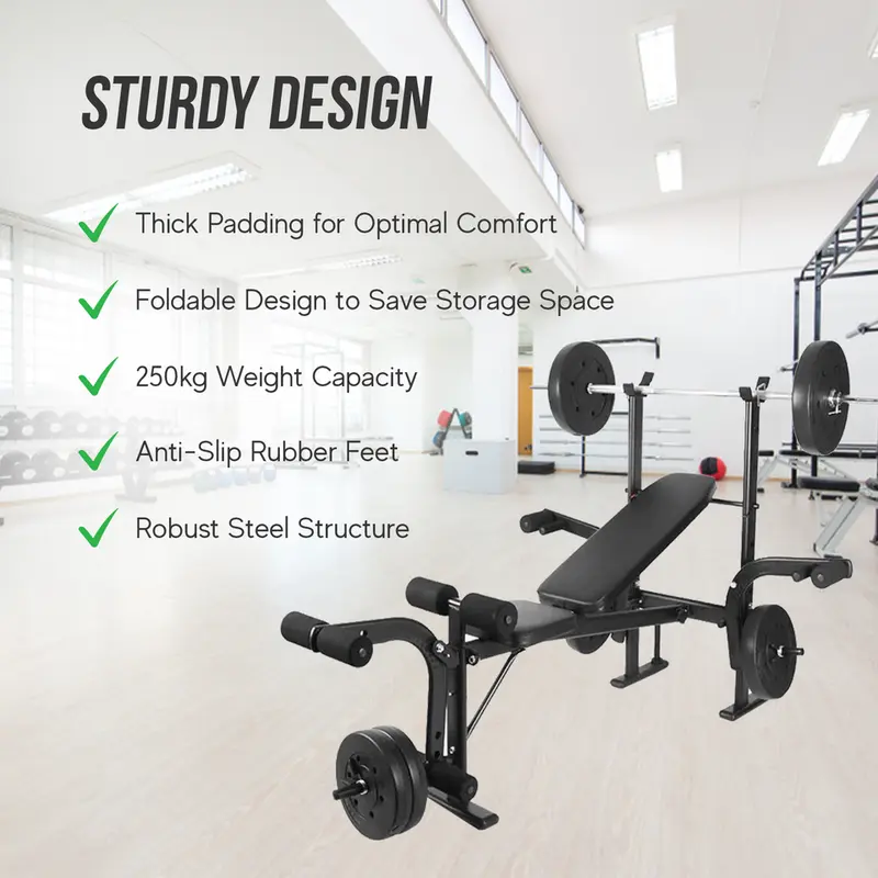 STRONGWAY™ Multi Gym - Adjustable Weight Bench with Barbell Rack (Foldable) 6
