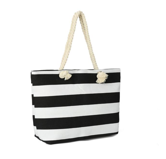 Ladies Women's Large Stripe Tote Beach Bag Summer Holiday Casual Shoulder & Handheld Bag 1