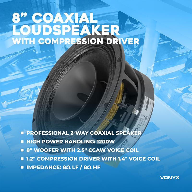 Vonyx CCD20 Compression Coaxial Speaker Driver - 8-Inch 1