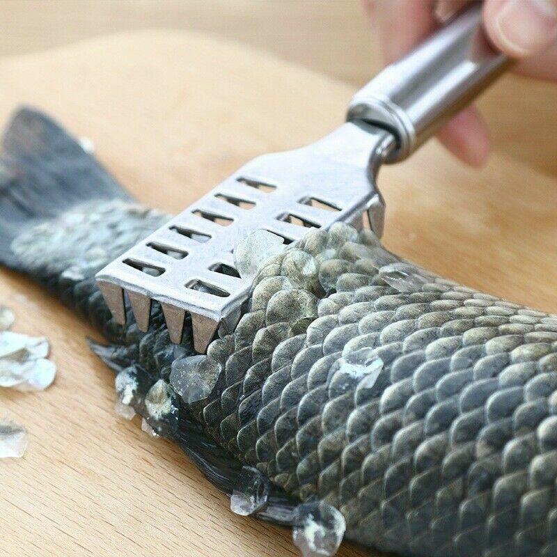 Fish Scale Remover Scraper Descaler Cleaner - Multi-Functional Stainless Steel Scale Removing Seafood Tool with Comfort Grip for Kitchen Utensils Peeler Remover Skin 0