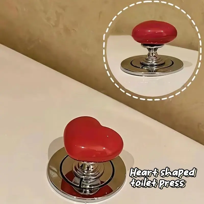 Fashionable Colored Heart Shape Toilet Closestool Water Tank Push Switch Assistant Cabinet Or Door Drawer Auxiliary Buttondevice 8