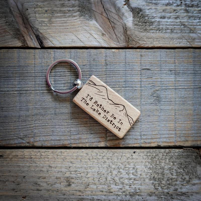EllieBeanPrints I'd Rather Be In The Lake District Wooden Key Ring | Lakes Gifts | The Lakes Key Ring | Lakes Key Chain 1