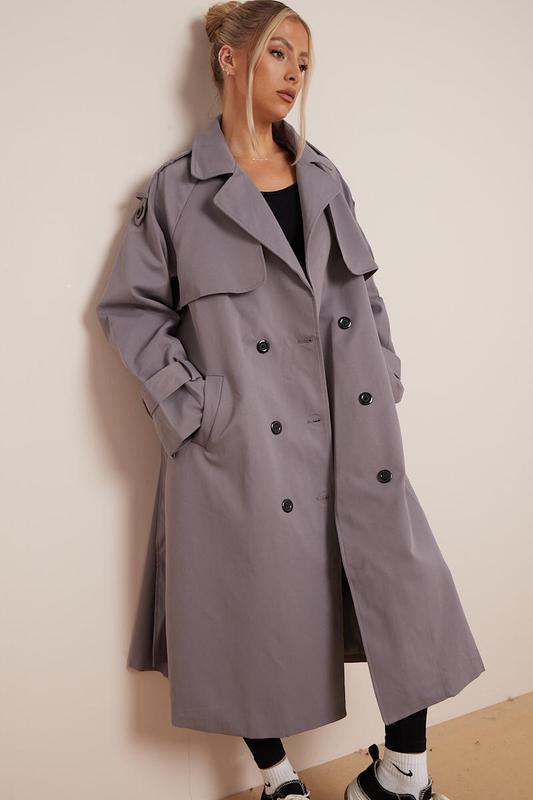 Product Introduction of KatchMe Women's Oversized Premium Waist Tie Double Breasted Trench Coat (UK 8-22),High-End Outerwear Jacket,Plain Minimalist Side Pocket Lady's Outfits 10