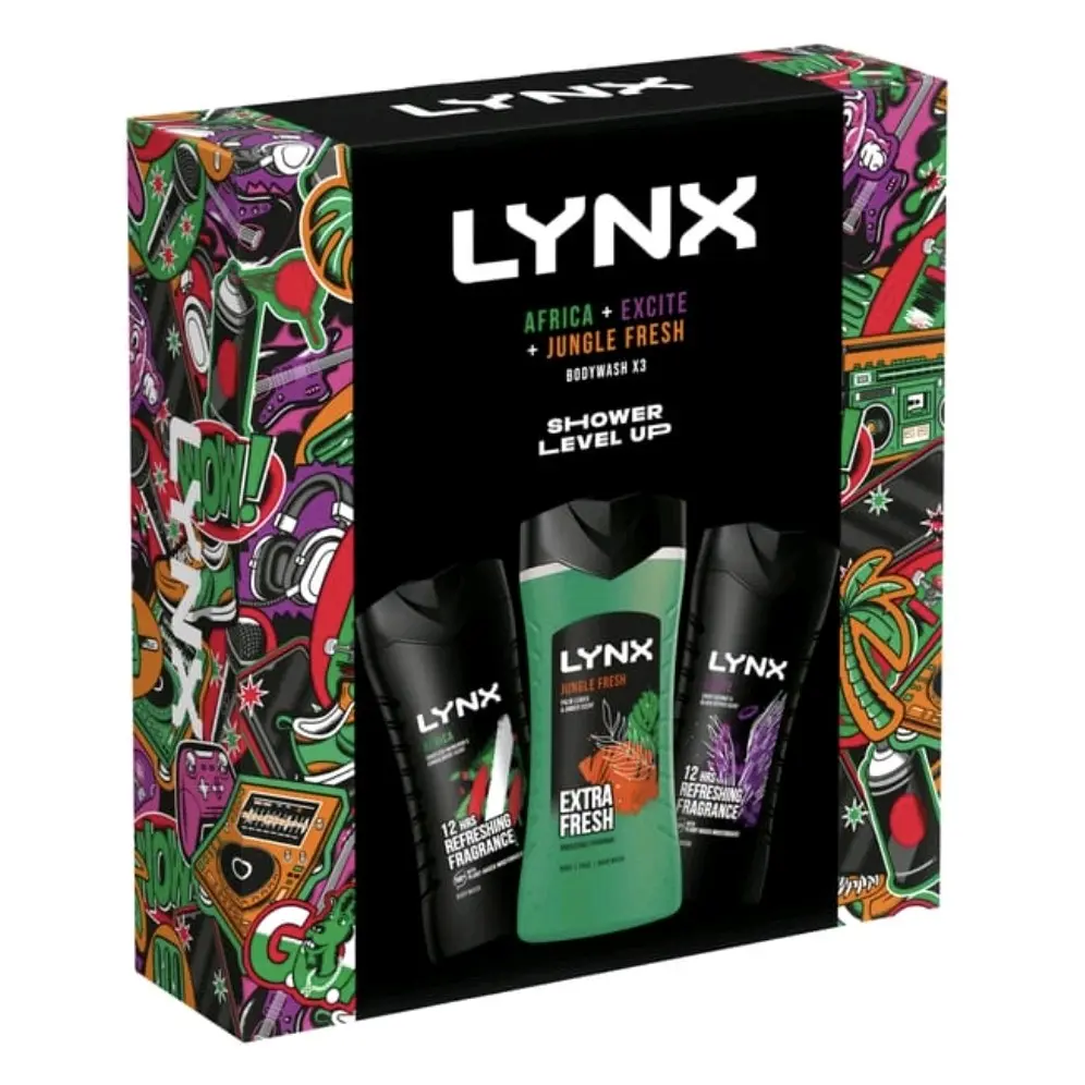 Lynx Body Wash Trio Gift Set - Shower Level Up Africa/Excite/Jungle Fresh Body Care