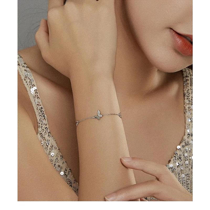 925 Sterling Silver Flying Butterfly Bracelet 2