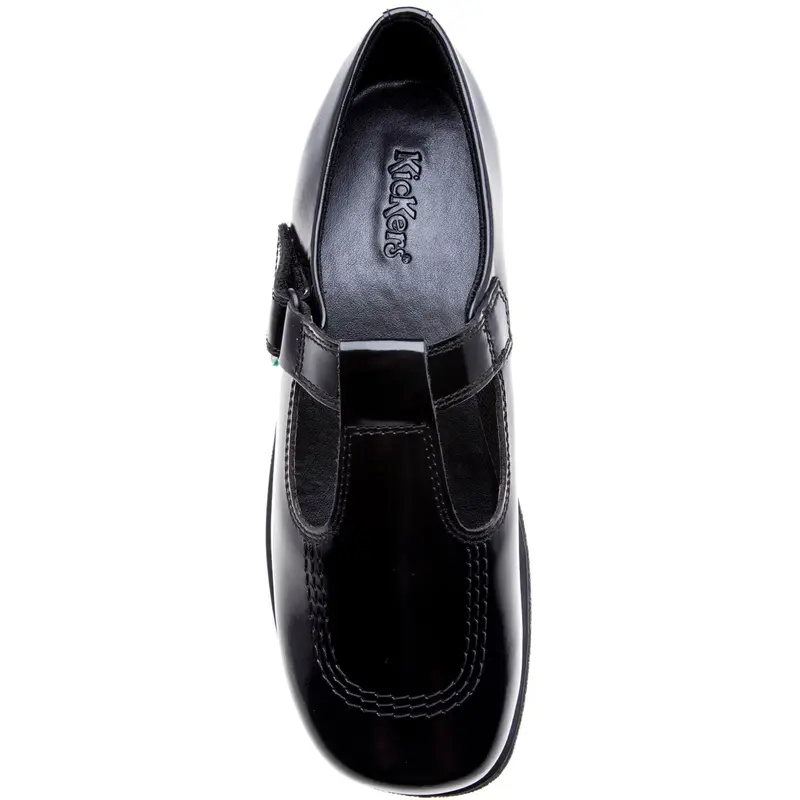 Kickers Fragma T-Bar Shoes - Black Leather School Shoes 4