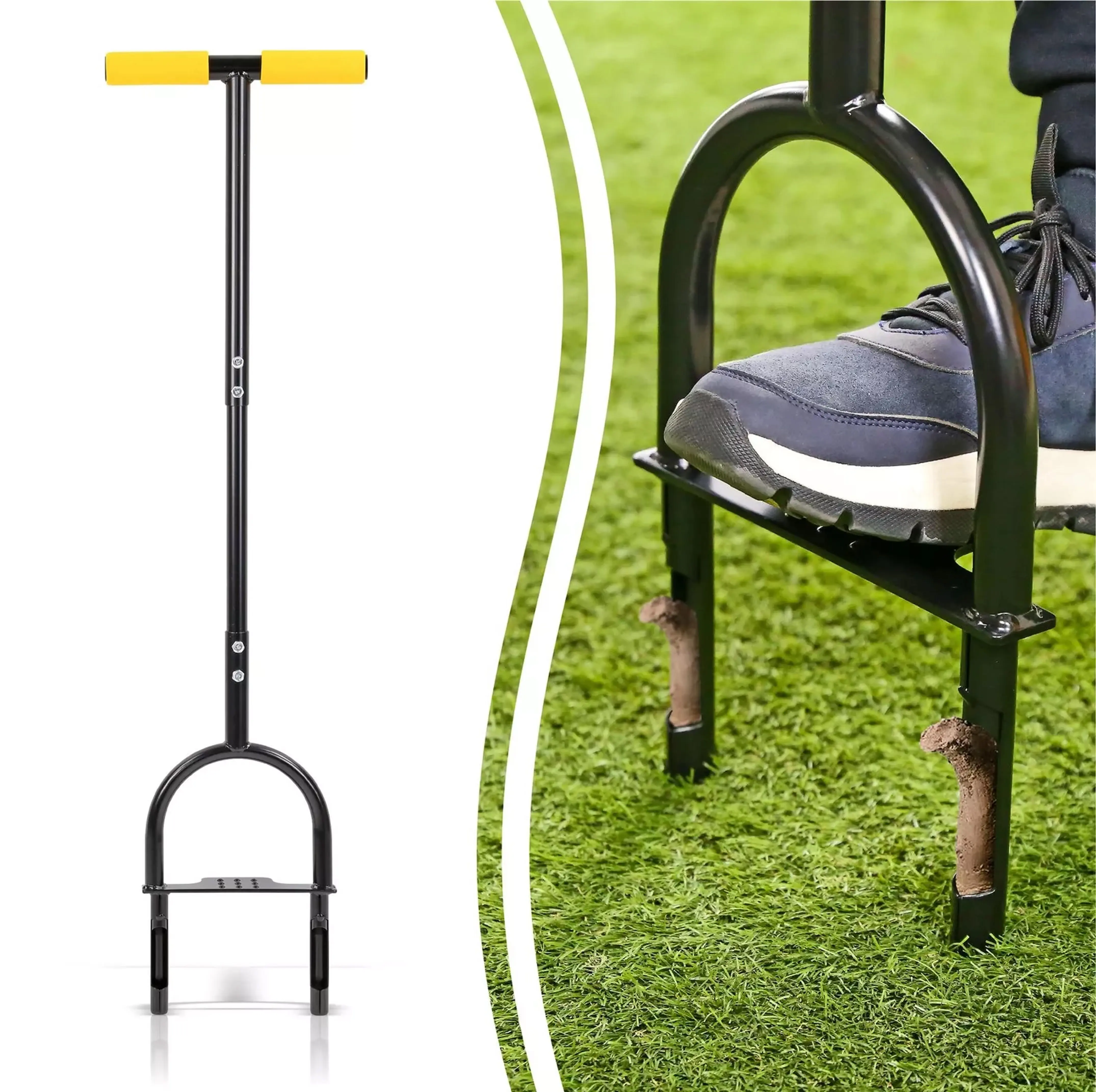 Taylor & Brown Lawn Aerator Coring Tool, Manual Core Aerator Lawn Tool with Non-Clog Slot, Gardening Grass Aeration for Compact Lawn Soil