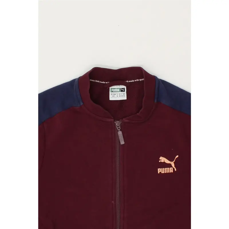 Pre-Owned Vintage PUMA Womens Tracksuit Top Jacket UK 10 Small  Burgundy Colourblock Cotton 3
