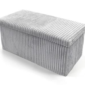 Storage Box Folding Ottoman Collapsible Toys Square Chest Box 2 Sizes | Large Padded Footstool or Storage Chest Lid for Bedroom, Hallway, Living Room | Teddy Crushed velvet Choudhary Storage Box Foldable Footstool for living room Toy Chest,Storage Seat