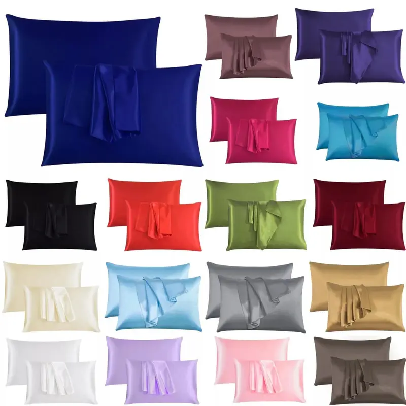 Soft 100% Mulberry Satin Silk Pillowcase For Hair Pillow Covers Queen Standard 1