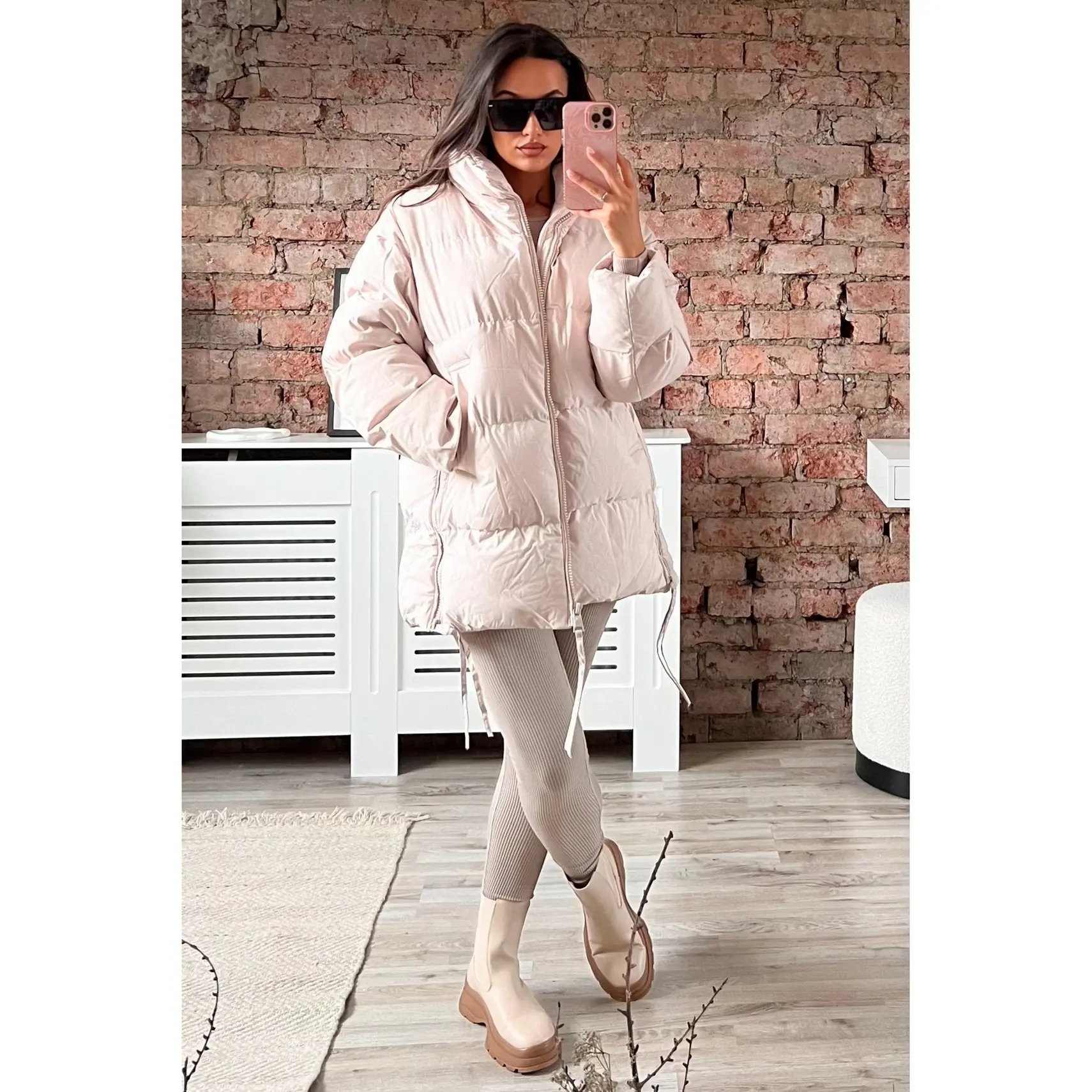 High Neck Collar Zip Relaxed Fit Winter Jacket