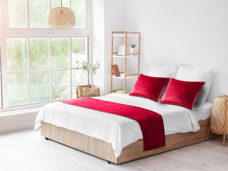 Bed runner bed throw bed scarf High quality velvet fabric Reversible (Double-Sided) Washable King Size Soft breathable flat weave 2