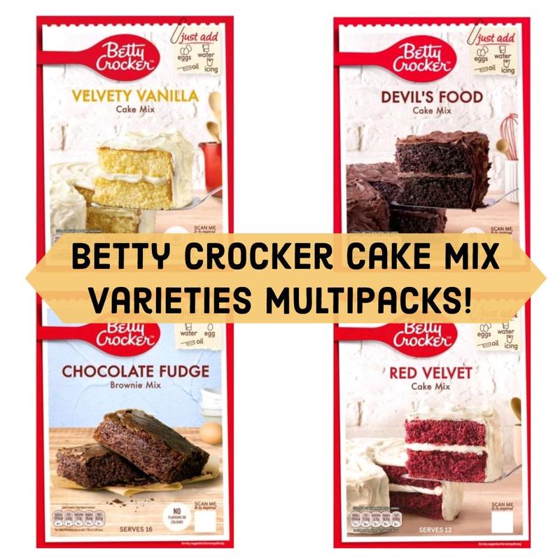 Betty Crocker Premium Cake Mix Varieties - 48 Total Servings - 4 x 425g Pack Bulk Discount Boxes! - Baking Snacks! Vanilla Chocolate Brownie Fudge + More! 0