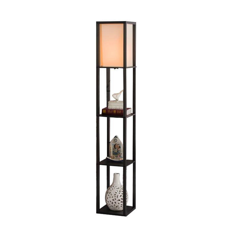 Floor Lamp with Shelves Standard Shelf Storage Wooden Standing Lounge Light Home 3