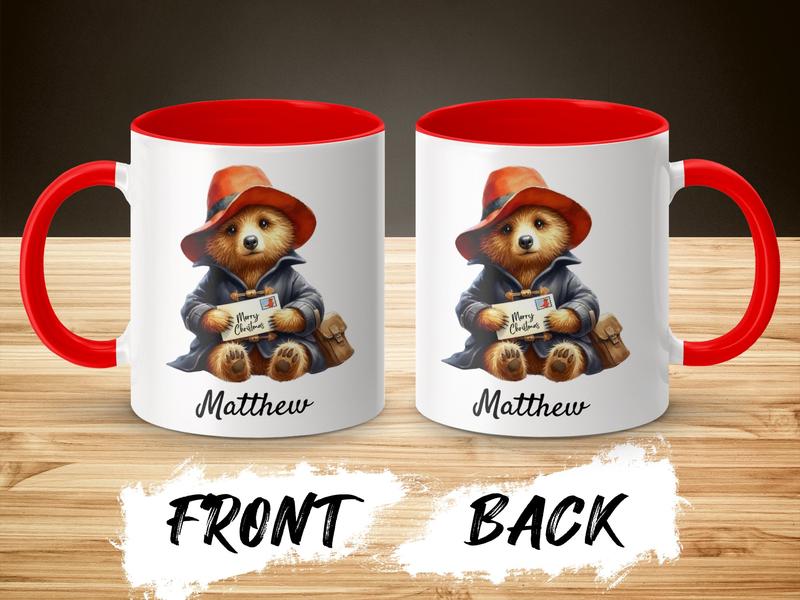 Bear Mug, Personalised 11oz Ceramic Mug, Christmas Gift, Children's Stocking Filler Drinkware Drinkware Reusable Cup Drink obsession festive  mugs 3