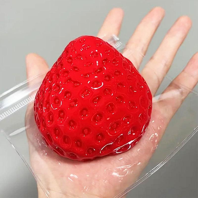 Product Introduction of Big Strawberry Squeeze Taba Squishy Toy Kawaii Red Pink Squishies Fidget Toy Fruits Vegetables Soft Girl Birthday Gift Toy 0